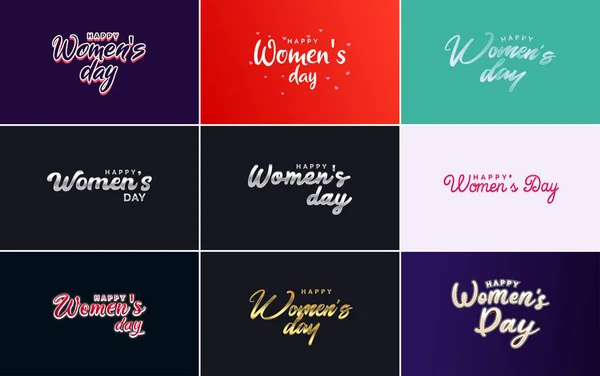 Eight March Typographic Design Set Happy Women Day Theme — Vettoriale Stock