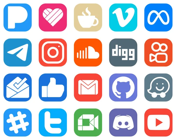 Social Media Icons Your Designs Music Soundcloud Facebook Instagram Icons — Vetor de Stock