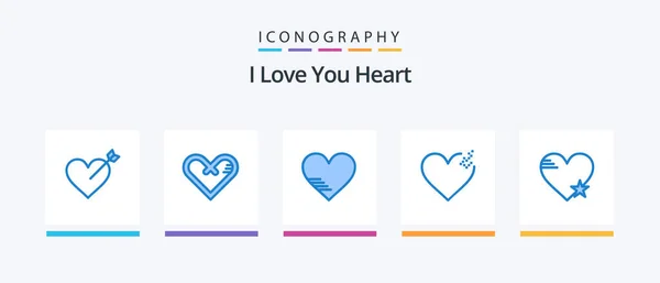 Heart Blue Icon Pack Including Love Star Heart Love Heart — Image vectorielle