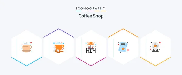 Coffee Shop Flat Icon Pack Including Coffee Menu Coffee List — Archivo Imágenes Vectoriales