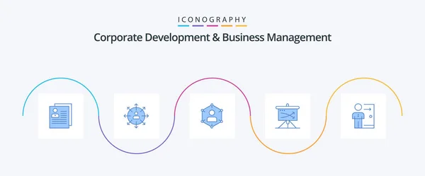 Corporate Development Business Management Blue Icon Pack Including Personal Network — Stockvektor