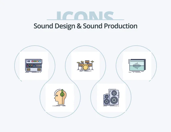 Sound Design Sound Production Line Filled Icon Pack Icon Design — Stock Vector