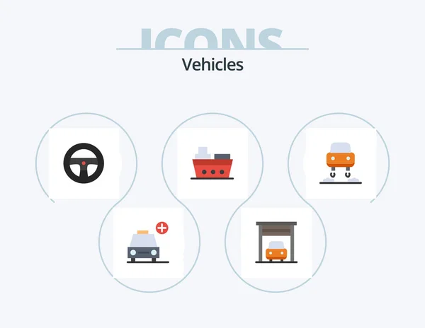 Vehicles Flat Icon Pack Icon Design Flying Vehicles Car Sea — Stok Vektör