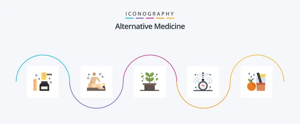Alternative Medicine Flat Icon Pack Including Fruit Medical Herb Hypnosis — Stock Vector