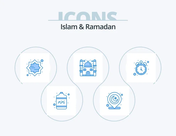 Islam Ramadan Blue Icon Pack Icon Design Hour Ramadan Art — 图库矢量图片