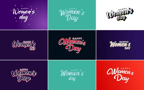 Happy Women Day Greeting Card Template Hand Lettering Text Design — Stock vektor