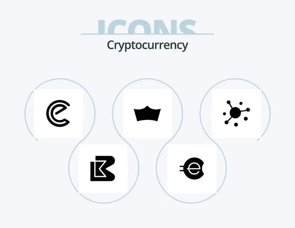 Cryptocurrency Glyph Icon Pack Icon Design Coin Crypto Crypto Currency — Stock Vector