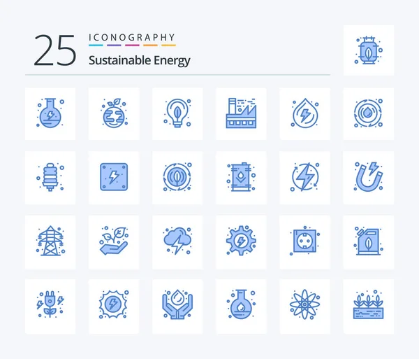 Sustainable Energy Blue Color Icon Pack Including Droop Energy Energy — Stockvektor