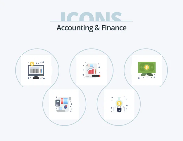Accounting Finance Flat Icon Pack Icon Design Certificate Chart Banking — Stockový vektor