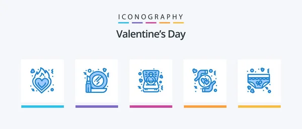 Valentines Day Blue Icon Pack Including Love Heart Heart Love — Stock Vector