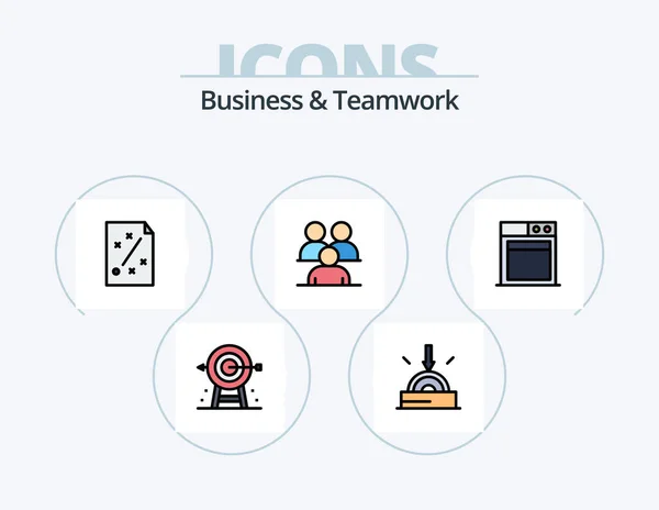Business Teamwork Line Filled Icon Pack Icon Design Strategy Business — Stock Vector
