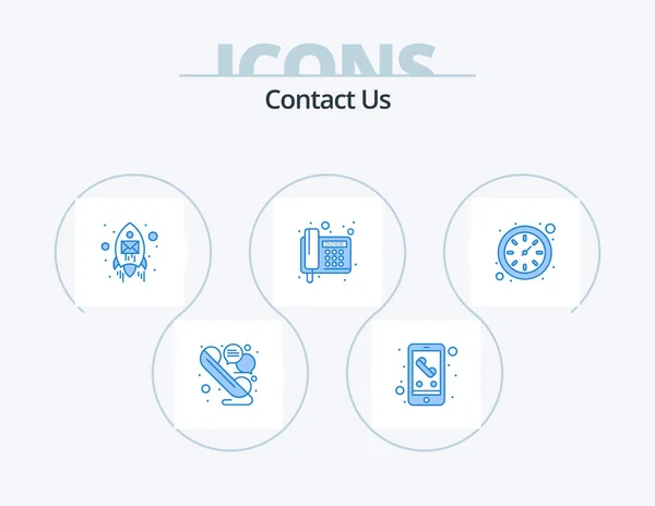 Contact Blue Icon Pack Icon Design Time Telegram Email Telephone — Stockvector