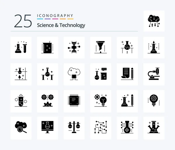 Science Technology Solid Glyph Icon Pack Including Science Laboratory Genetic — Vector de stock