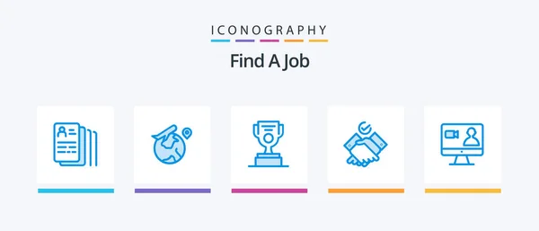 Find Job Blue Icon Pack Including Internet Job Job Work — Wektor stockowy
