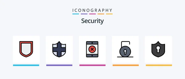 Security Line Filled Icon Pack Including Shield Shield Security Protect — Vettoriale Stock