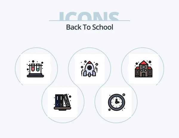 Back School Line Filled Icon Pack Icon Design School Education — Archivo Imágenes Vectoriales