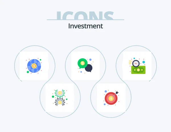 Investment Flat Icon Pack Icon Design Communication Money Chat Business — Stok Vektör