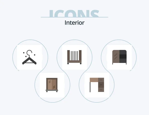 Interior Flat Icon Pack Icon Design Hanger Wardrobe Furniture — Stock Vector
