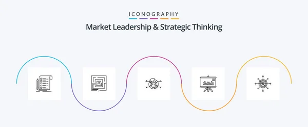 Market Leadership Strategic Thinking Line Icon Pack Including Business Project — Vector de stock