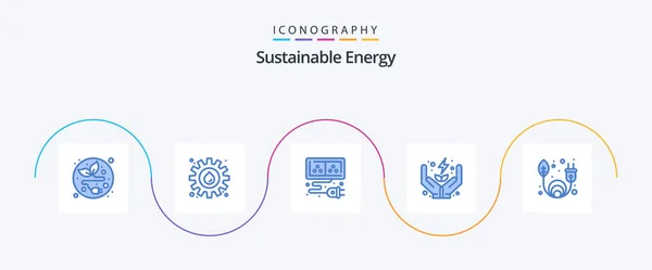 Sustainable Energy Blue Icon Pack Including Renewable Clean Energy Cable — Stockvektor