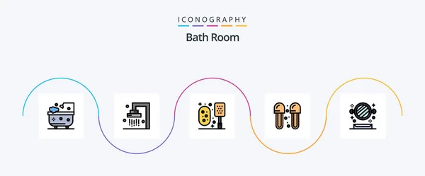 Bath Room Line Filled Flat Icon Pack Including Shelf Bath — Stock Vector