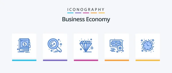 Economy Blue Icon Pack Including Banking Finance Business Economy Pastel — стоковый вектор