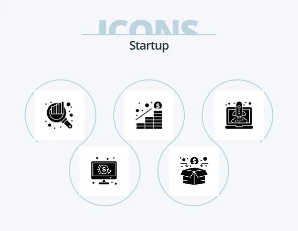 Startup Glyph Icon Pack Icon Design Launching Money Audit Profit — Wektor stockowy