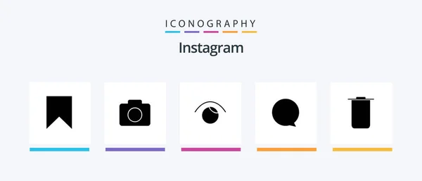 Instagram Glyph Icon Pack Including Trash Instagram Eye Interface Chat — Vettoriale Stock