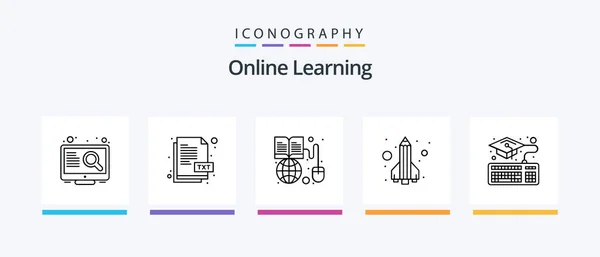 Online Learning Line Icon Pack Including Documents Document Online Txt — Stock vektor
