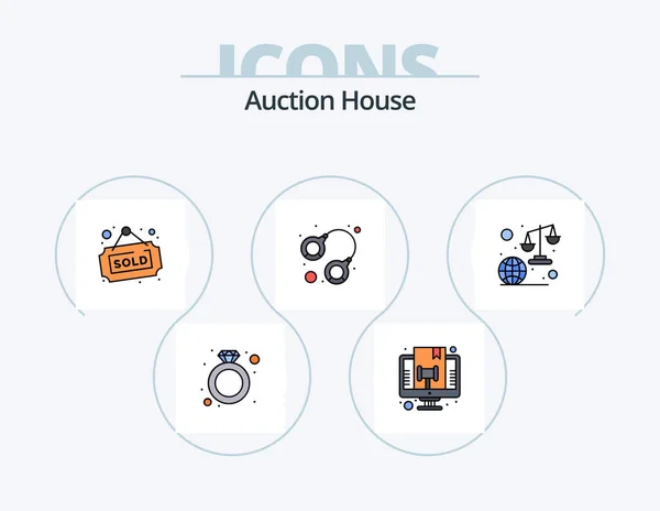 Auction Line Filled Icon Pack Icon Design Email Degree Star — Stockvektor