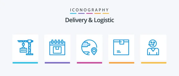 Delivery Logistic Blue Icon Pack Including Goods Box Planning Shipping — Vetor de Stock