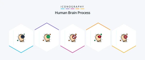 Human Brain Process Filledline Icon Pack Including Lotus Head Mind — Stockový vektor
