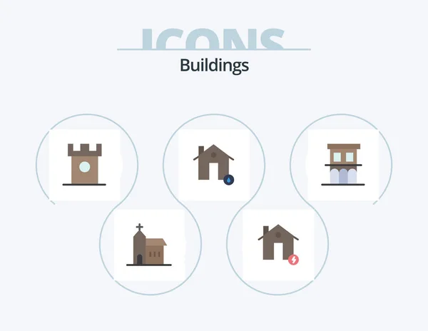 Buildings Flat Icon Pack Icon Design Fire Buildings Electricity Historic — Vetor de Stock