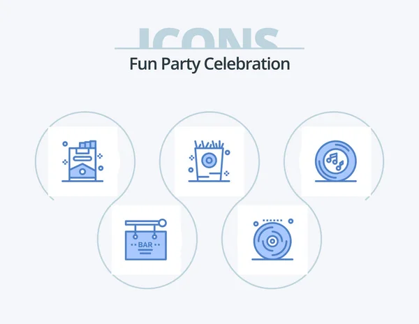 Party Blue Icon Pack Icon Design Music Kid Party Holiday — Stockvector