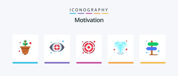 Motivation Flat Icon Pack Including Pointer Goal Location Value Able — Stock Vector