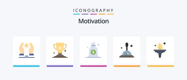 Motivation Flat Icon Pack Including Motivation Career Trophy Deep Search — Wektor stockowy