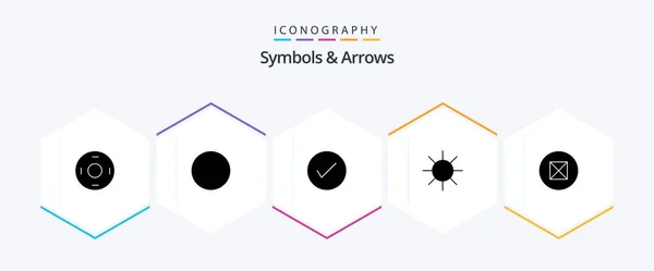 Symbols Arrows Glyph Icon Pack Including Beliefs Check Ancient Logo — Stock Vector