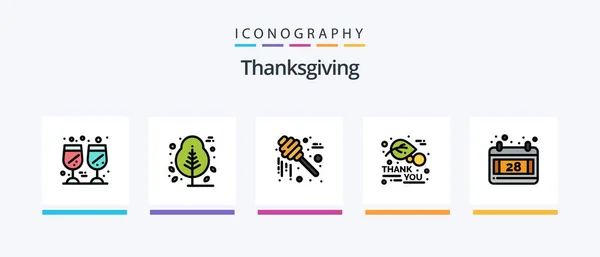 Thanksgiving Line Filled Icon Pack Including Thanksgiving Thanksgiving Thanks Day — Archivo Imágenes Vectoriales