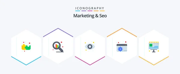 Marketing Seo Flat Icon Pack Including Billboard Seo Advertising Seo — Stok Vektör