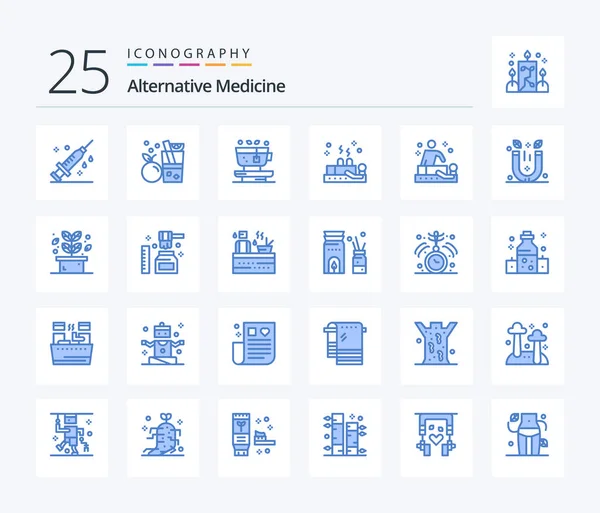 Alternative Medicine Blue Color Icon Pack Including Relaxation Wellness Leaf — Stock vektor