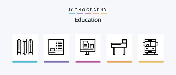 Education Line Icon Pack Including Document Document Studies Blackboard Creative — Stok Vektör