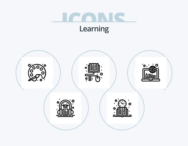 Learning Line Icon Pack Icon Design Learning Education Learning Ebook — Stockvector