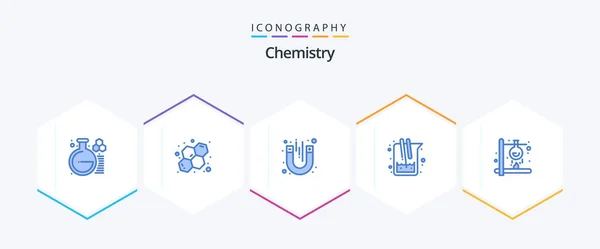 Chemistry Blue Icon Pack Including Fire Lab Magnet Study Medicine — Stok Vektör