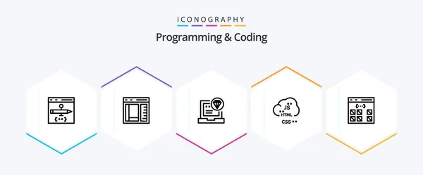 Programming Coding Line Icon Pack Including Coding Cloud Development Develop — Stockvector