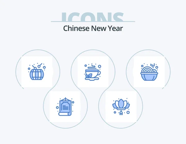 Chinese New Year Blue Icon Pack Icon Design Chinese New — Wektor stockowy