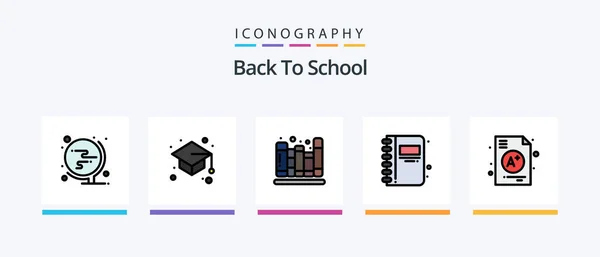 Back School Line Filled Icon Pack Including Education School Back — Stock Vector
