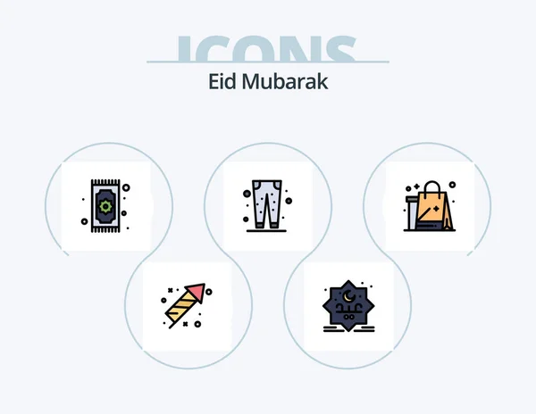 Eid Mubarak Line Filled Icon Pack Icon Design Fashion Jacket — Stockový vektor