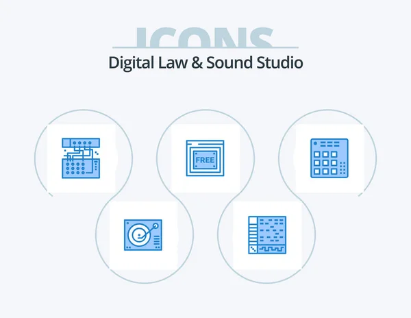 Digital Law Sound Studio Blue Icon Pack Icon Design Tecnology — Stock Vector