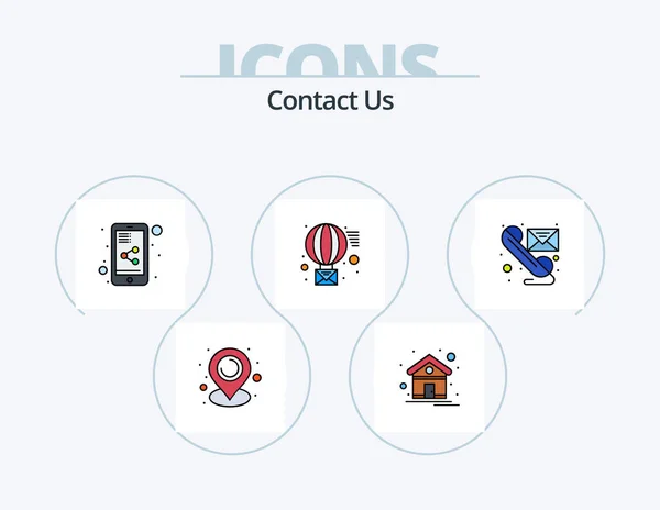 Contact Line Filled Icon Pack Icon Design Homepage Contact Message — Stok Vektör