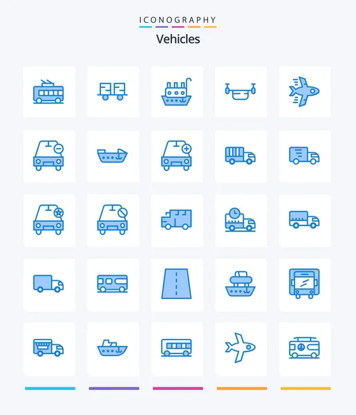 Creative Vehicles Blue Icon Pack Vehicles Outline Lift Truck Drone — Stockvektor